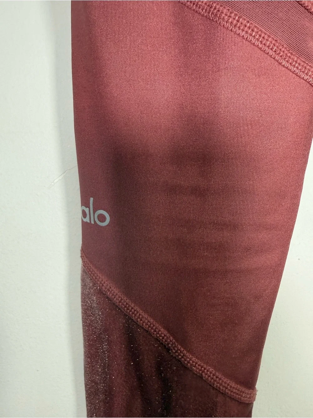 Alo Yoga Women’s Size Small Pull On Luxe Sheila Leggings Mesh Velvet Accents